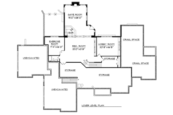 Floor Plan - Lower Floor for European House Plan #70-559 - 5 bed, 5.5 bath