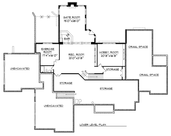 Dream House Plan - European Floor Plan - Lower Floor Plan #70-559