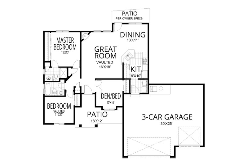 House Plan Design - Floor Plan - Main Floor for European House Plan #112-269 - 3 bed, 2 bath