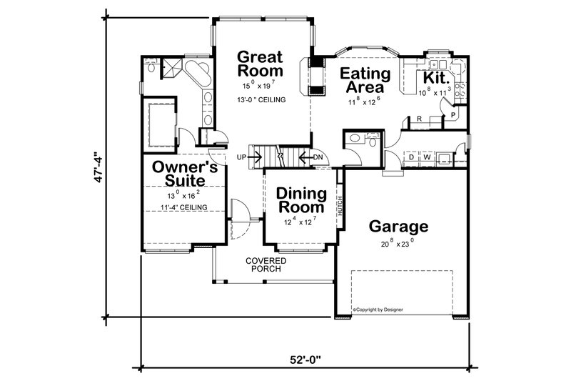 Dream House Plan - Floor Plan - Main Floor for Traditional House Plan #20-2560 - 3 bed, 2.5 bath