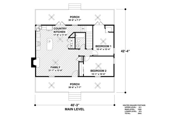 Floor Plan - Main Floor for Country House Plan #56-725 - 3 bed, 3 bath