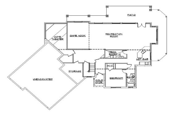 Floor Plan - Lower Floor for Traditional House Plan #5-460 - 3 bed, 3.5 bath