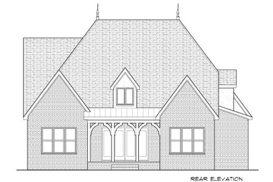 Exterior - Rear Elevation for European House Plan #413-876 - 4 bed, 3.5 bath