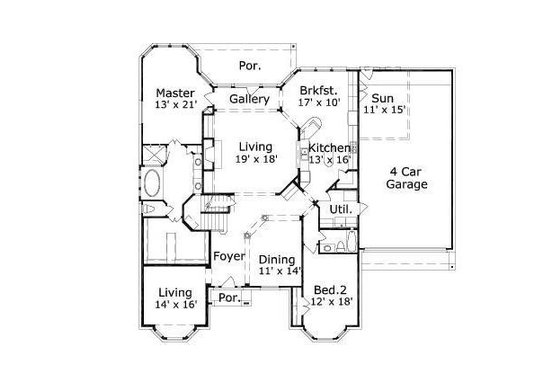 Floor Plan - Main Floor for Traditional House Plan #411-450 - 5 bed, 4 bath