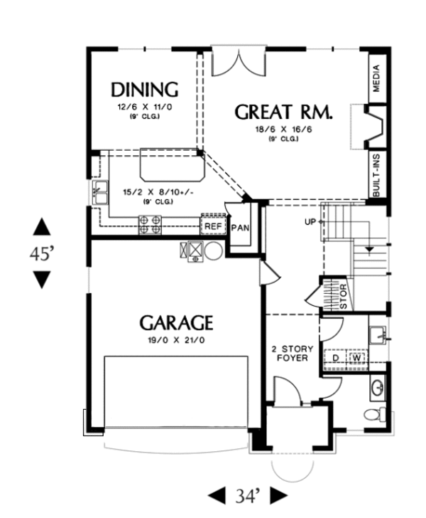 House Plan Design - European Floor Plan - Main Floor Plan #48-401