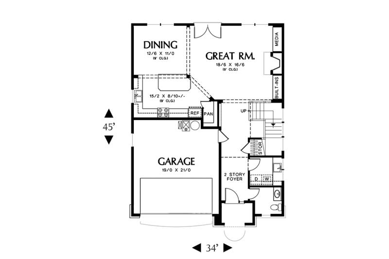 Home Plan - Floor Plan - Main Floor for European House Plan #48-401 - 4 bed, 2.5 bath