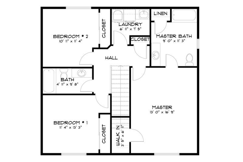 House Blueprint - Floor Plan - Upper Floor for Farmhouse House Plan #1060-441 - 3 bed, 2.5 bath