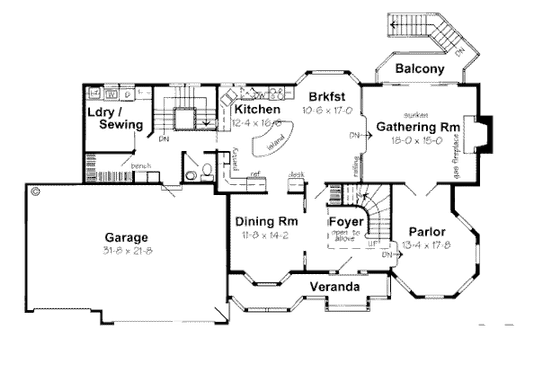Floor Plan - Main Floor for Victorian House Plan #312-627 - 4 bed, 2.5 bath