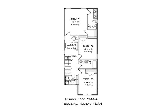 Floor Plan - Upper Floor for Cottage House Plan #513-2220 - 3 bed, 2.5 bath