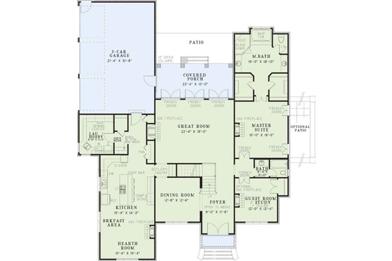 Floor Plan - Main Floor for European House Plan #17-2305 - 5 bed, 4 bath
