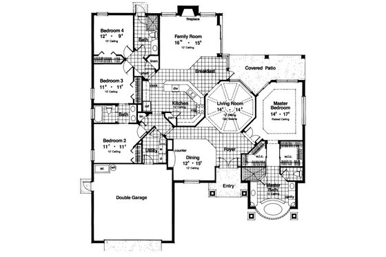 Floor Plan - Main Floor for Mediterranean House Plan #417-253 - 4 bed, 3 bath
