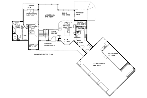 Floor Plan - Main Floor for Modern House Plan #117-653 - 3 bed, 3.5 bath