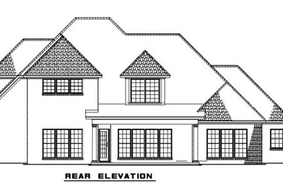 Exterior - Rear Elevation for European House Plan #17-2252 - 4 bed, 3 bath