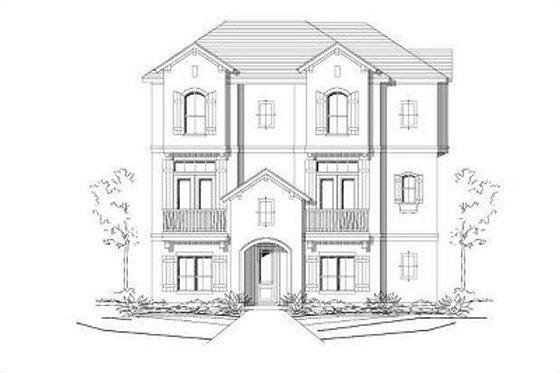 Exterior - Front Elevation for European House Plan #411-679 - 3 bed, 2.5 bath