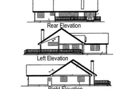 Exterior - Rear Elevation for Ranch House Plan #60-574 - 3 bed, 2.5 bath
