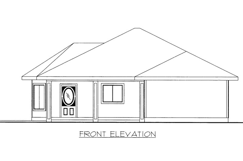 Home Plan - Exterior - Front Elevation 3 for Adobe / Southwestern House Plan #117-964 - 2 bed, 2 bath