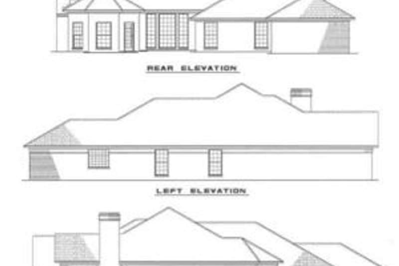 House Blueprint - Exterior - Rear Elevation for Southern House Plan #17-107 - 3 bed, 2.5 bath