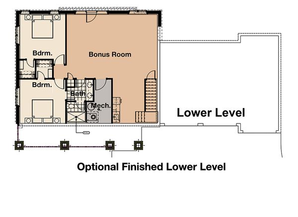 Craftsman Floor Plan - Lower Floor Plan #908-3