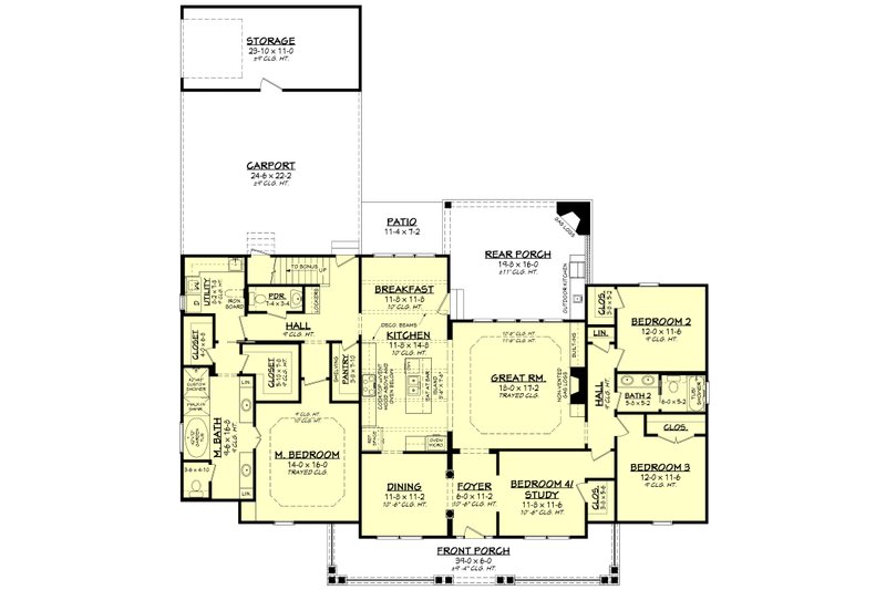 Home Plan - Floor Plan - Main Floor for Country House Plan #430-113 - 4 bed, 2.5 bath
