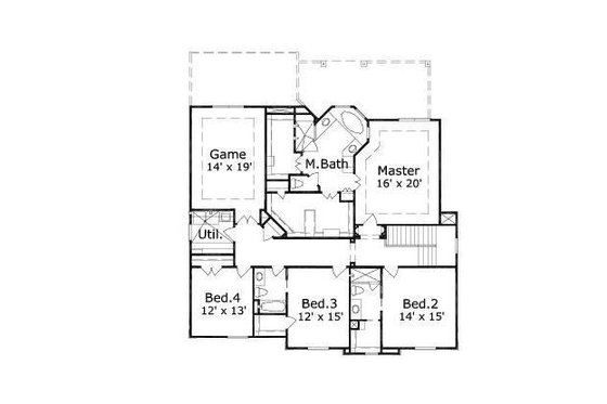 Floor Plan - Upper Floor for European House Plan #411-502 - 4 bed, 3.5 bath
