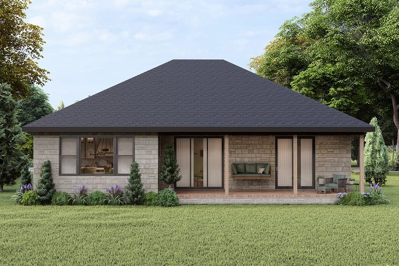 House Blueprint - Exterior - Rear Elevation for Traditional House Plan #124-1375 - 3 bed, 2 bath