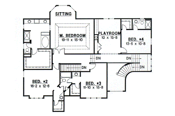 Floor Plan - Upper Floor for Traditional House Plan #67-607 - 4 bed, 3.5 bath
