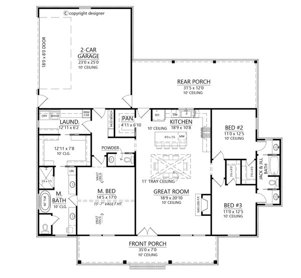 Farmhouse Floor Plan - Main Floor Plan #1074-122