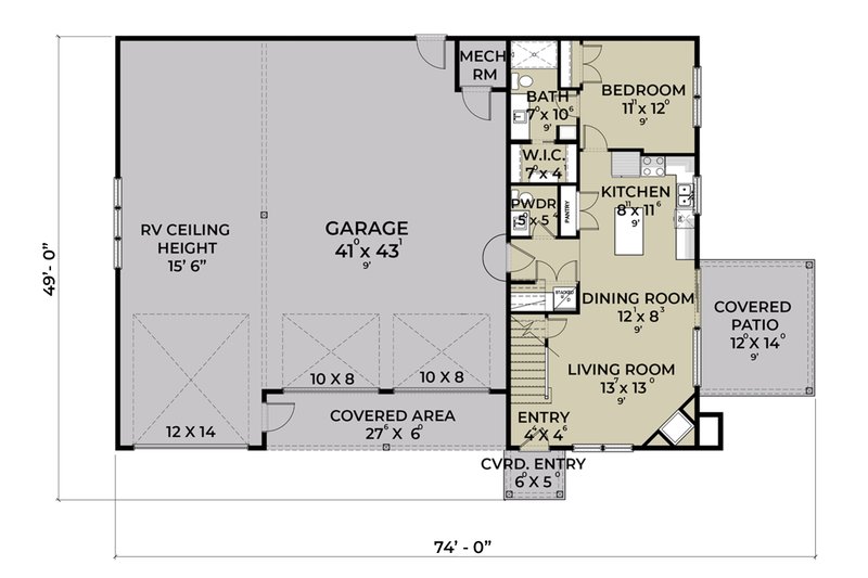 Home Plan - Floor Plan - Main Floor for Classical House Plan #1070-192 - 1 bed, 1.5 bath