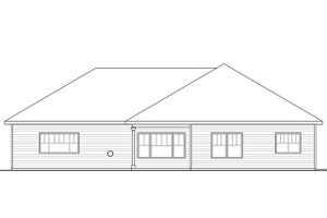 Exterior - Rear Elevation for Ranch House Plan #124-1003 - 3 bed, 2 bath