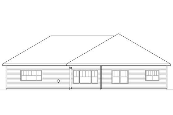 Exterior - Rear Elevation for Ranch House Plan #124-1003 - 3 bed, 2 bath