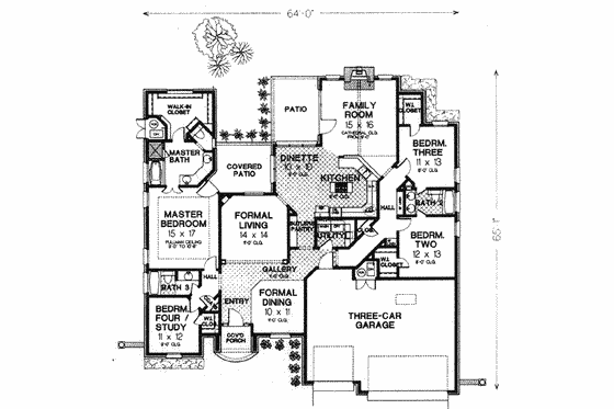 Floor Plan - Main Floor for Tudor House Plan #310-537 - 4 bed, 3 bath