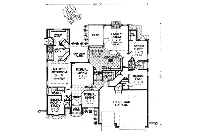 Architectural House Design - Floor Plan - Main Floor for Tudor House Plan #310-537 - 4 bed, 3 bath