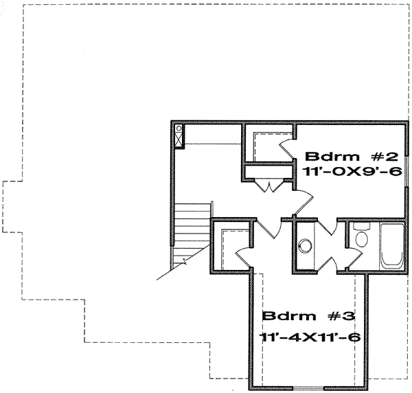 Traditional Floor Plan - Upper Floor Plan #6-166