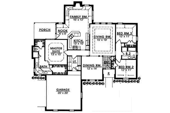 Floor Plan - Main Floor for European House Plan #40-199 - 3 bed, 2 bath