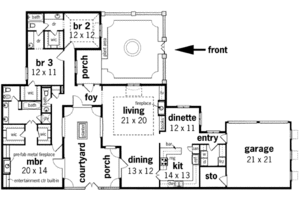 Floor Plan - Main Floor for European House Plan #45-240 - 3 bed, 3 bath