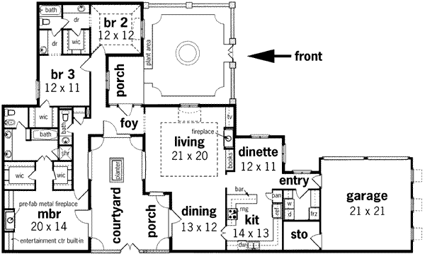 House Plan Design - European Floor Plan - Main Floor Plan #45-240