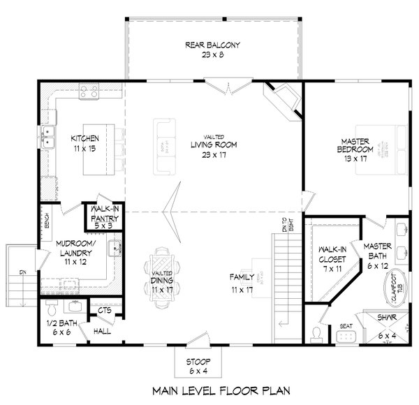 Architectural House Design - Farmhouse Floor Plan - Main Floor Plan #932-549