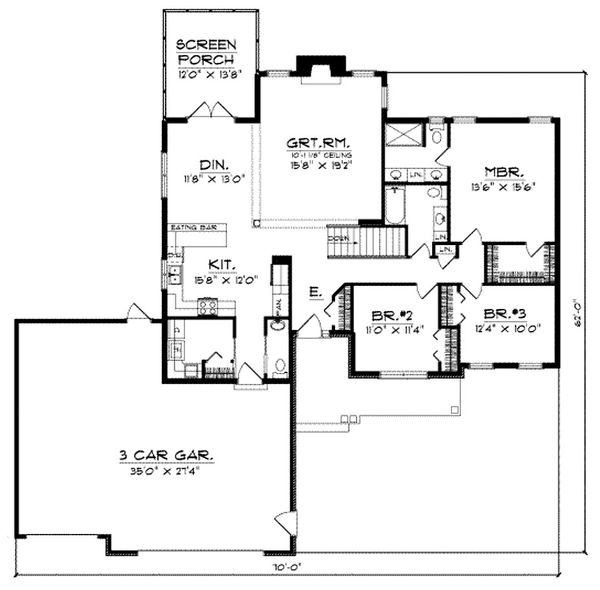 Dream House Plan - Traditional Floor Plan - Main Floor Plan #70-188