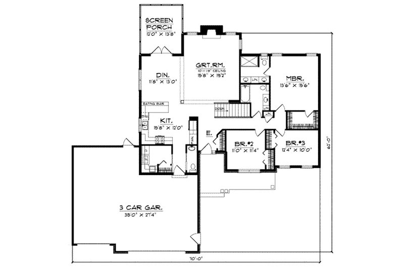 Traditional Style House Plan - 3 Beds 2.5 Baths 1755 Sq/Ft Plan #70-188 ...