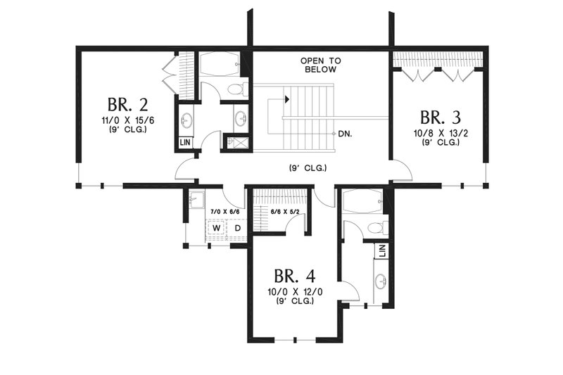 Home Plan - Floor Plan - Upper Floor for Modern House Plan #48-939 - 4 bed, 3.5 bath
