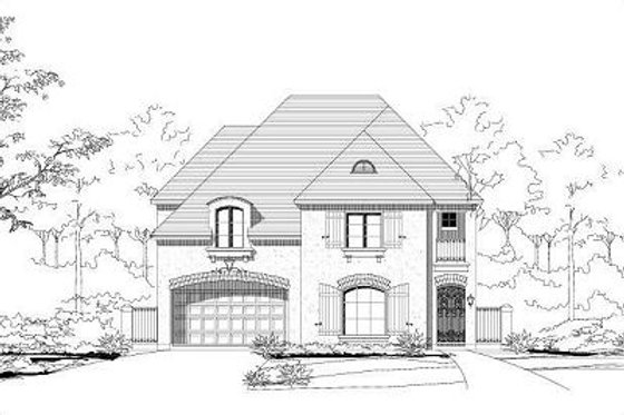 Exterior - Front Elevation for European House Plan #411-459 - 4 bed, 3.5 bath