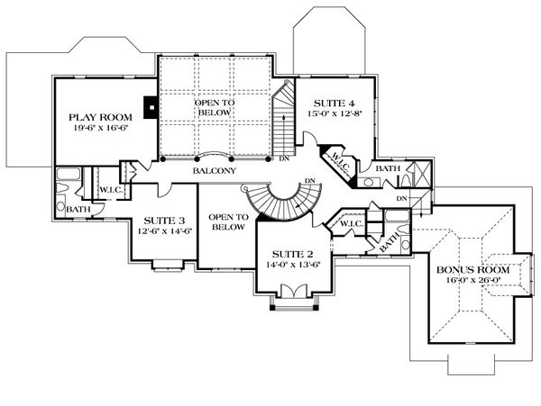Architectural House Design - European Floor Plan - Upper Floor Plan #453-52