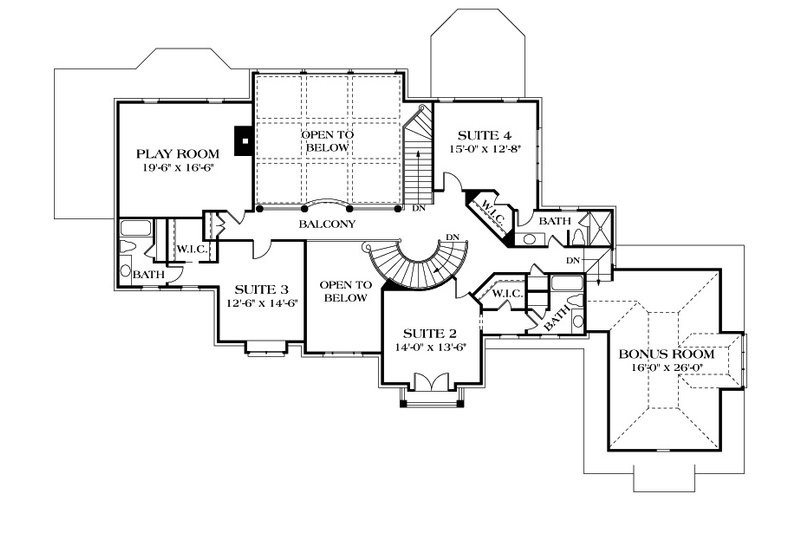 Dream House Plan - Floor Plan - Upper Floor for European House Plan #453-52 - 4 bed, 4.5 bath