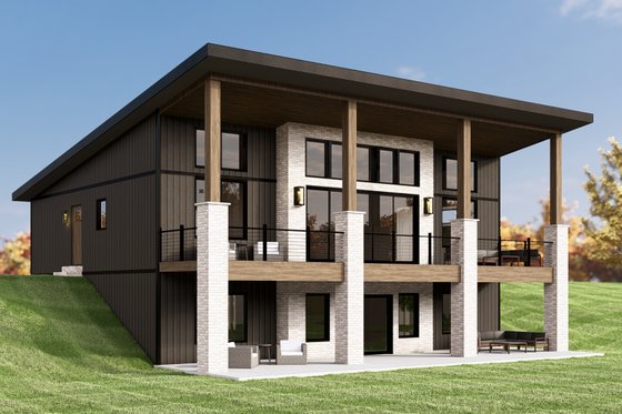 Exterior - Rear Elevation 1 for Modern House Plan #1064-317 - 3 bed, 2 bath