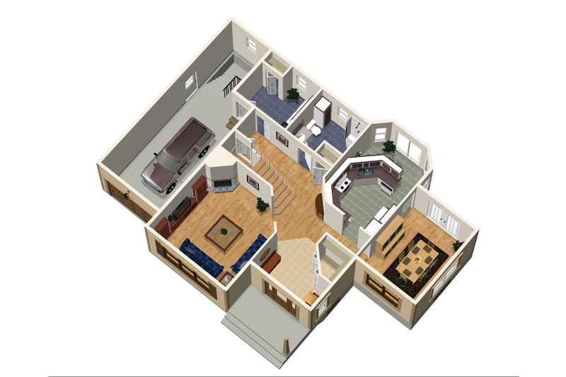 House Blueprint - Floor Plan - Main Floor 1 for Country House Plan #25-4709 - 3 bed, 2 bath