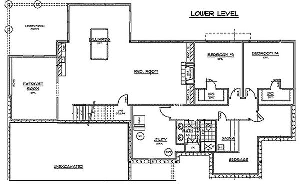 Architectural House Design - Craftsman Floor Plan - Lower Floor Plan #51-355