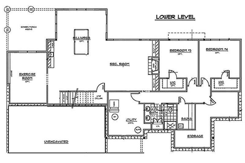Architectural House Design - Floor Plan - Lower Floor for Craftsman House Plan #51-355 - 2 bed, 2 bath