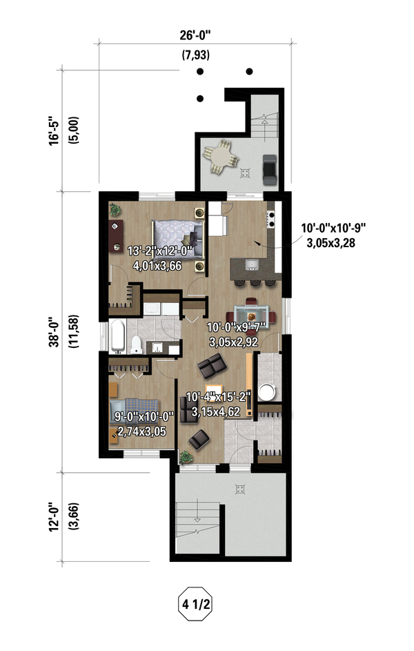 Farmhouse Floor Plan - Lower Floor Plan #25-5001