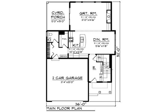 Floor Plan - Main Floor for Country House Plan #70-1463 - 3 bed, 2.5 bath