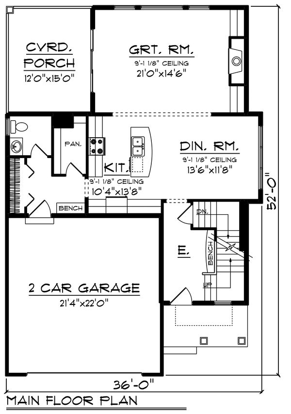 Architectural House Design - Country Floor Plan - Main Floor Plan #70-1463